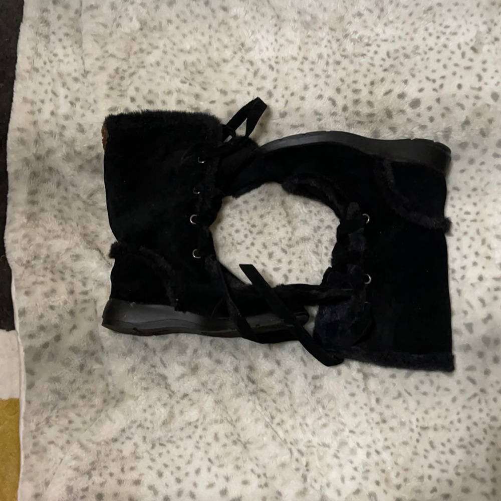 Black Suede string up boots